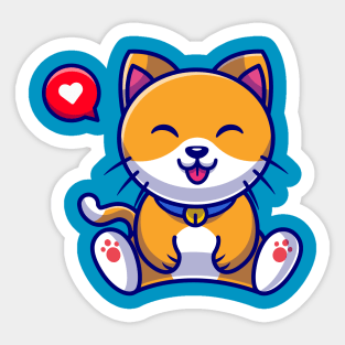 Cute Cat Sitting Cartoon Illustration Sticker